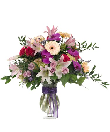 Pink Purple Flowers - Pedestal Vase