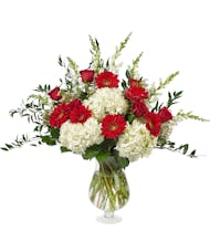Red White Flowers - Pedestal Vase