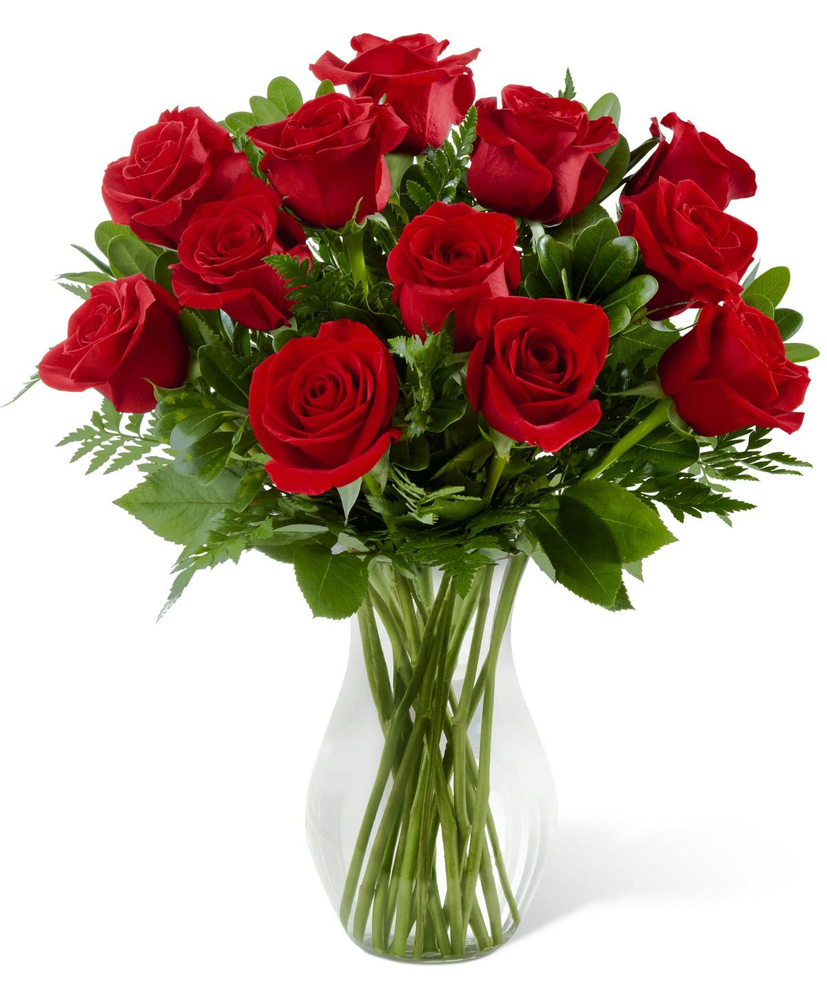 One Dozen Red Roses in a Vase Ital Florist Toronto Canada
