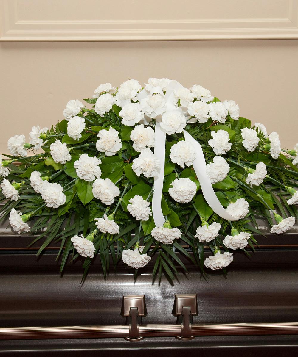 White Carnations Casket Spray Ital Florist Toronto Canada