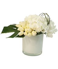 White Silk Tulips & Hydrangea