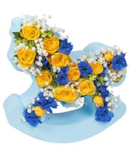 Blue Floral Rocking Horse